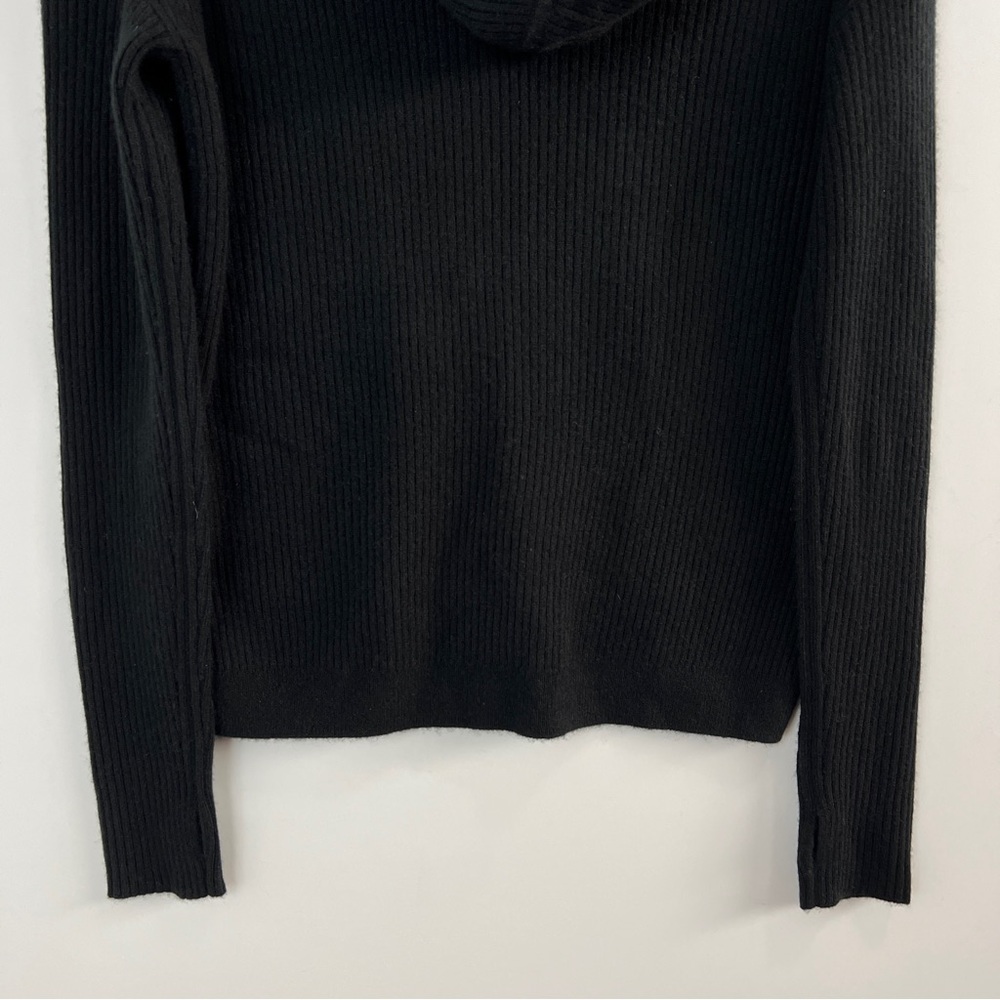 NWT Naadam Luxe Cashmere Ribbed Hoodie Pullover Sweater Black XS - Picture 9 of 11